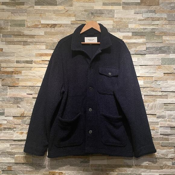 American Eagle XL Navy Bouclé Teddy Fleece Chorecoat | Blue Shacket Sold Out NEW - Picture 7 of 10
